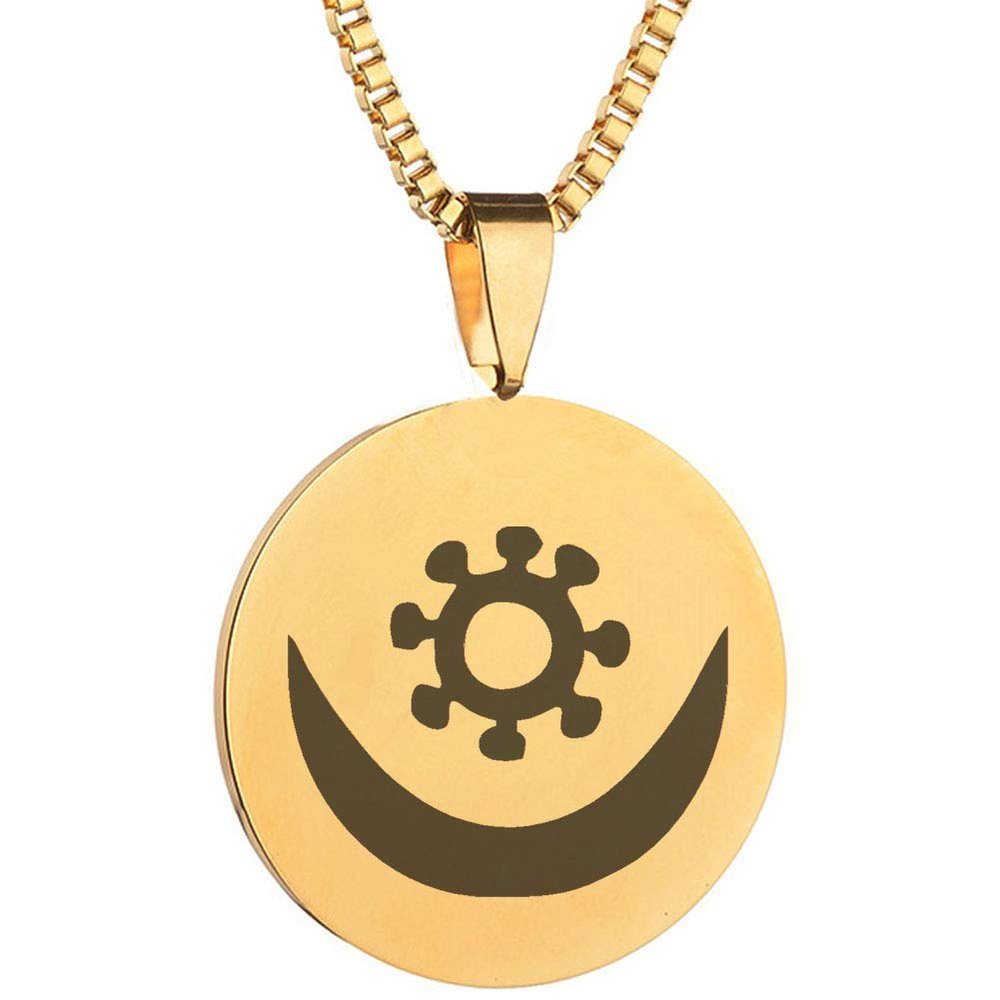Adinkra Symbols Gold Plated Osram Ne Nsoromma Harmony and Fondness Stainless Steel Pendant Necklace