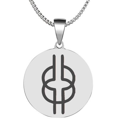 Adinkra Symbols Silver Plated Nyansapo Wisdom and Patience Stainless Steel Pendant Necklace