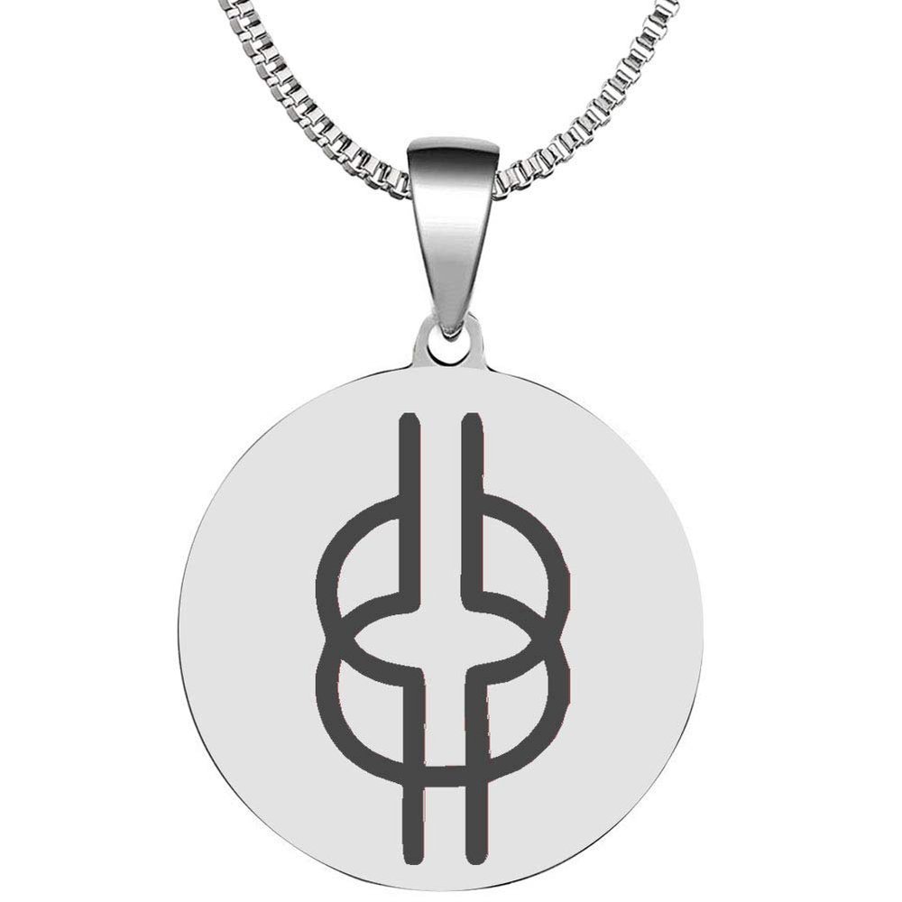 Adinkra Symbols Silver Plated Nyansapo Wisdom and Patience Stainless Steel Pendant Necklace