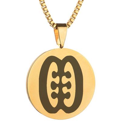 Adinkra Symbols Gold Plated Ese Ne Tekrema Friendship Stainless Steel Pendant Necklace