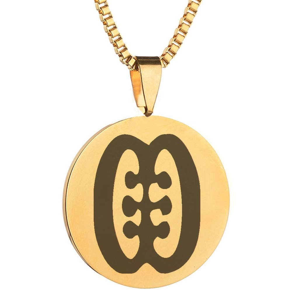 Adinkra Symbols Gold Plated Ese Ne Tekrema Friendship Stainless Steel Pendant Necklace