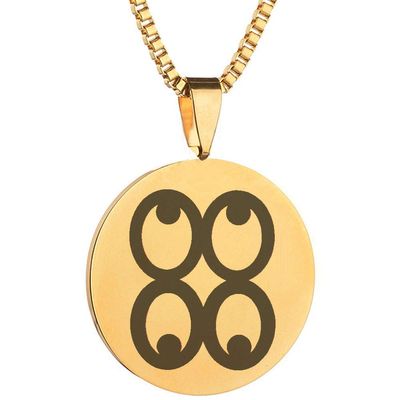 Adinkra Symbols Gold Plated Mate Masie Stainless Steel Wisdom and Knowledge Pendant Necklace