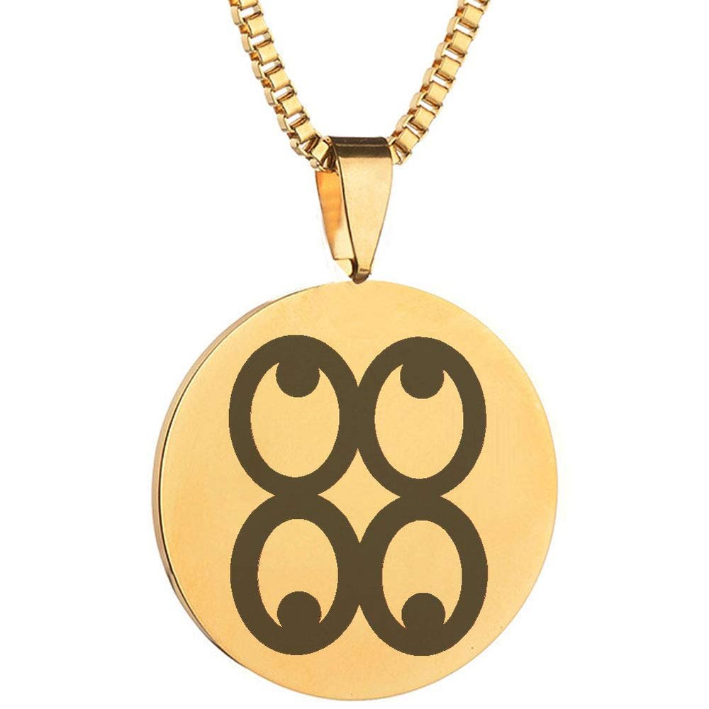 Adinkra Symbols Gold Plated Mate Masie Stainless Steel Wisdom and Knowledge Pendant Necklace