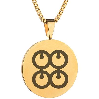 Adinkra Symbols Gold Plated Me Ware Wo Stainless Steel Commitment Pendant Necklace