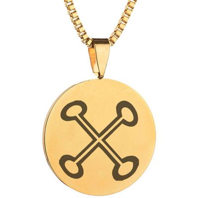 Adinkra Symbols Gold Plated Nyame Nnwu Na Mawu Spirit Immortality Stainless Steel Pendant Necklace