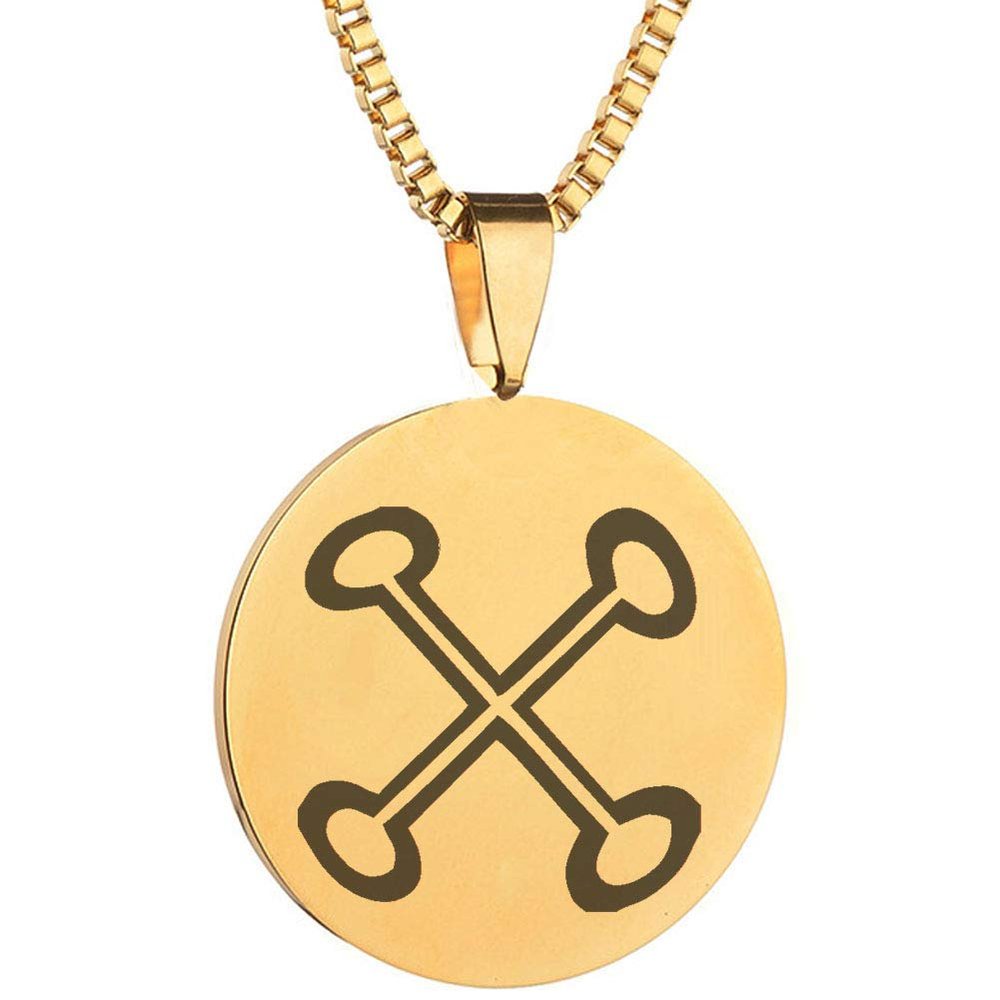 Adinkra Symbols Gold Plated Nyame Nnwu Na Mawu Spirit Immortality Stainless Steel Pendant Necklace