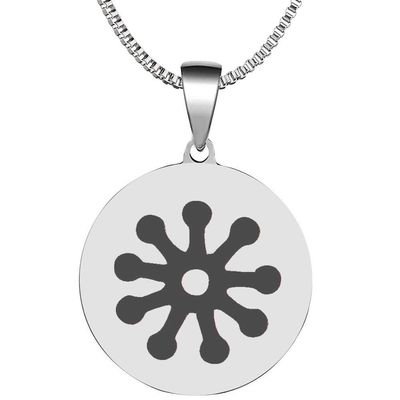 Adinkra Symbols Silver Plated Fofo Stainless Steel Envy and Jealousy Pendant Necklace