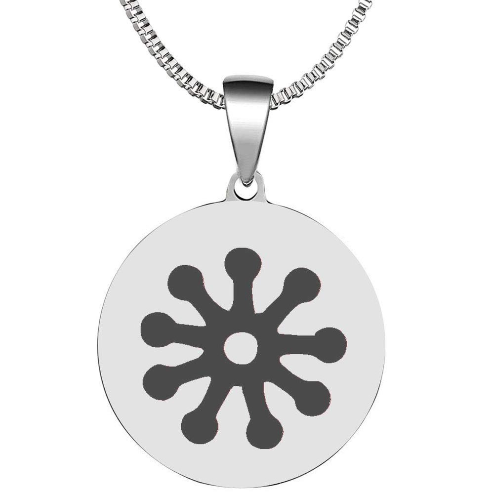 Adinkra Symbols Silver Plated Fofo Stainless Steel Envy and Jealousy Pendant Necklace