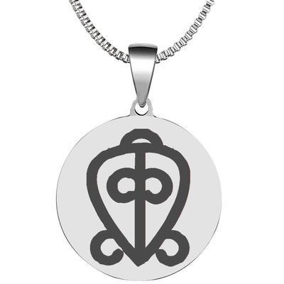Adinkra Symbols Silver Plated Odo Nnyew Fie Kwan Love and Faithfulness Stainless Steel Pendant Necklace