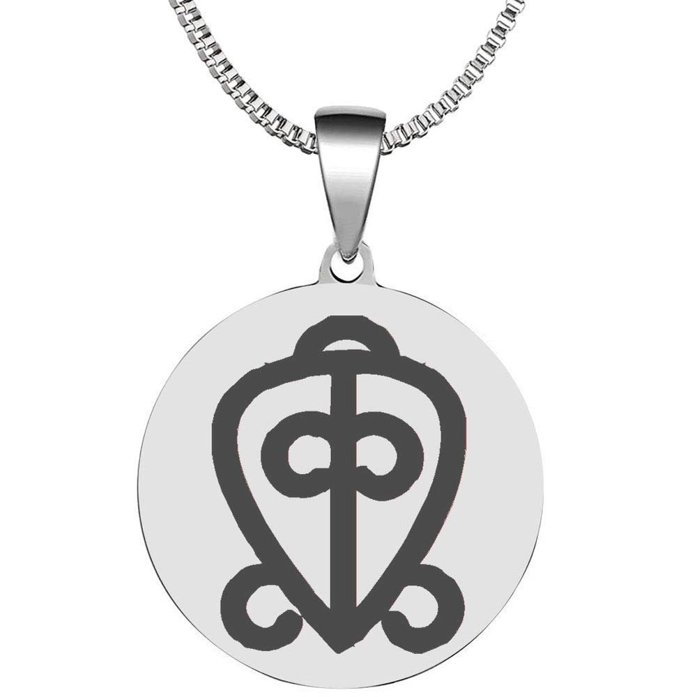 Adinkra Symbols Silver Plated Odo Nnyew Fie Kwan Love and Faithfulness Stainless Steel Pendant Necklace