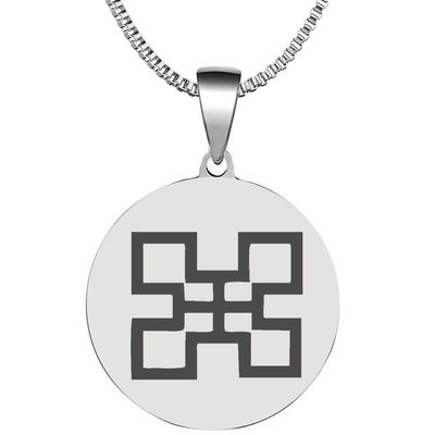 Adinkra Symbols Silver Plated Nsaa Authenticity Stainless Steel Pendant Necklace