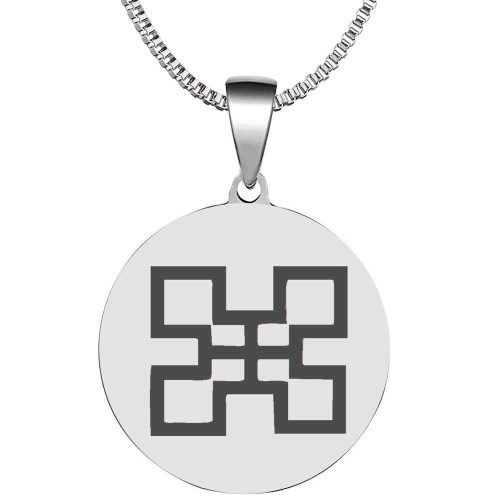 Adinkra Symbols Silver Plated Nsaa Authenticity Stainless Steel Pendant Necklace