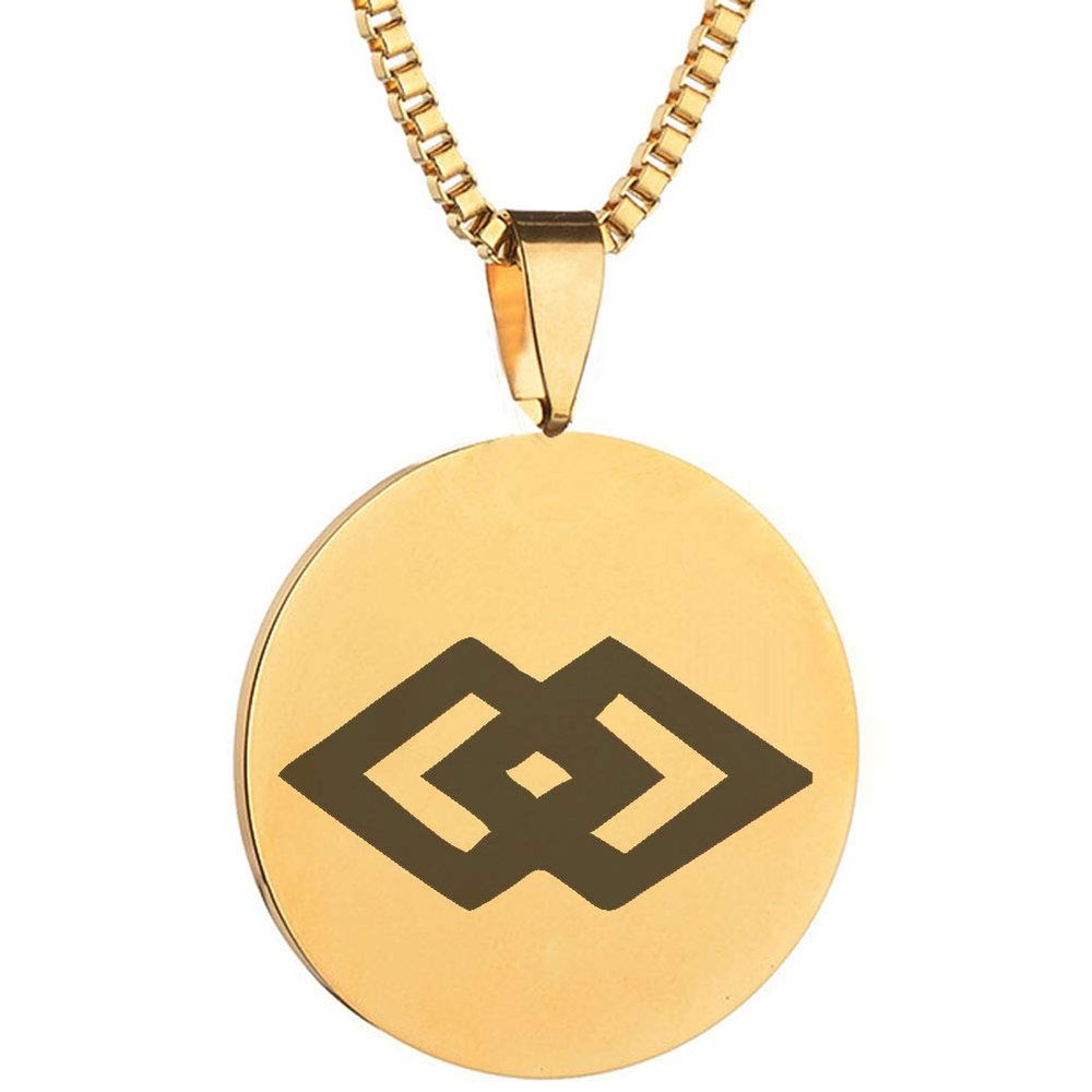 Adinkra Symbols Gold Plated Epa Law and Equality Stainless Steel Pendant Necklace