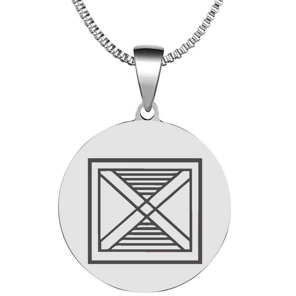 Adinkra Symbols Silver Plated Mframadan Stainless Steel Face Difficulties Pendant Necklace