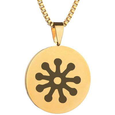 Adinkra Symbols Gold Plated Fofo Stainless Steel Envy and Jealousy Pendant Necklace