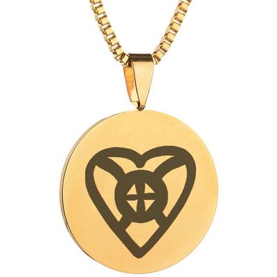 Adinkra Symbols Gold Plated Onyankopon Adom Nti Biribiara Beye Yie Hope and Providence Stainless Steel Pendant Necklace