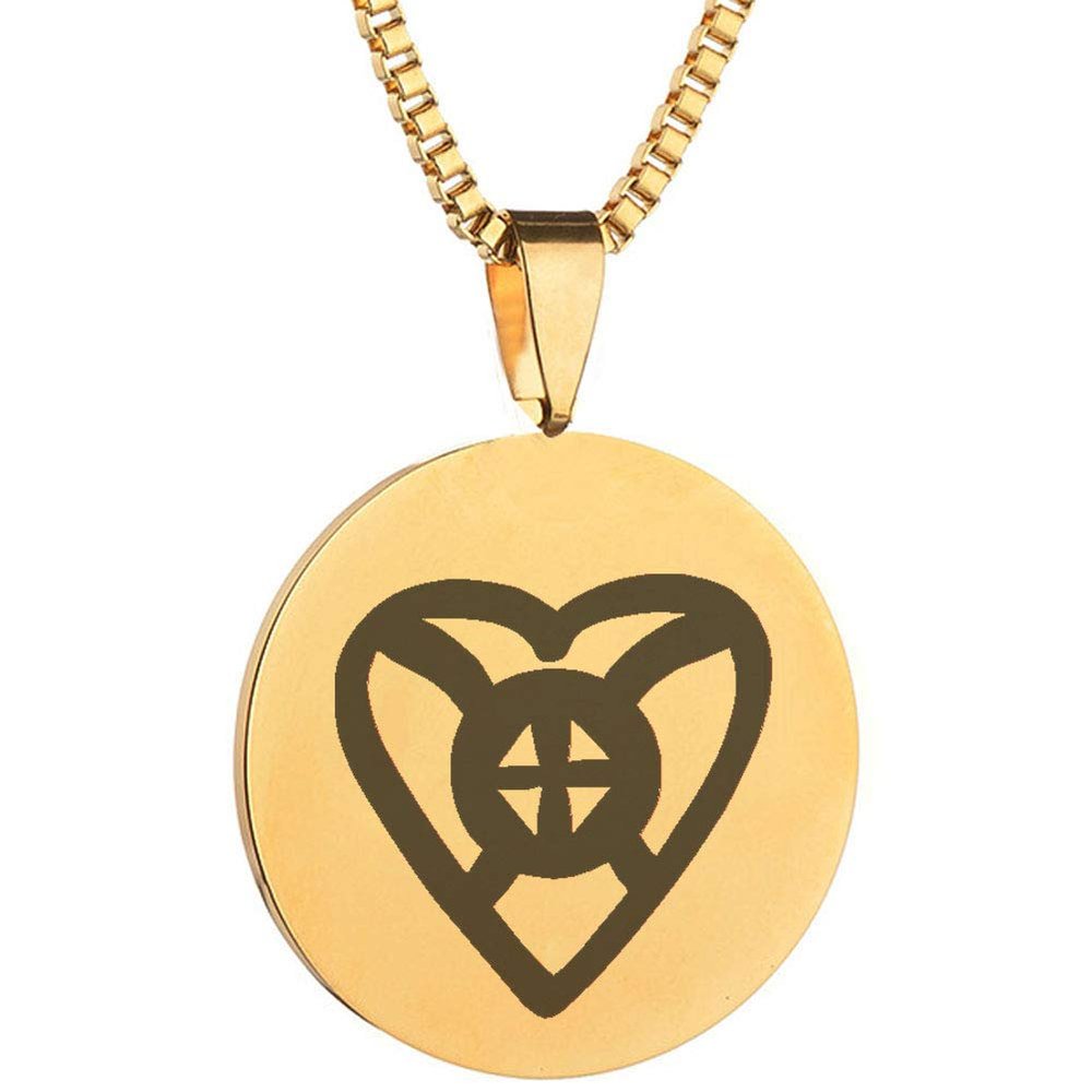 Adinkra Symbols Gold Plated Onyankopon Adom Nti Biribiara Beye Yie Hope and Providence Stainless Steel Pendant Necklace