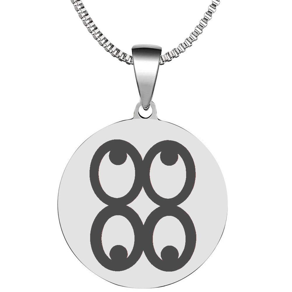 Adinkra Symbols Silver Plated Mate Masie Stainless Steel Wisdom and Knowledge Pendant Necklace
