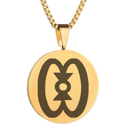 Adinkra Symbols Gold Plated Wo NSA Da Mu A Stainless Steel Democracy and Pluralism Pendant Necklace