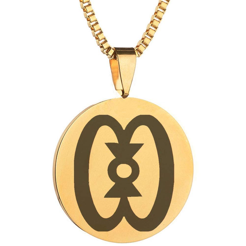 Adinkra Symbols Gold Plated Wo NSA Da Mu A Stainless Steel Democracy and Pluralism Pendant Necklace