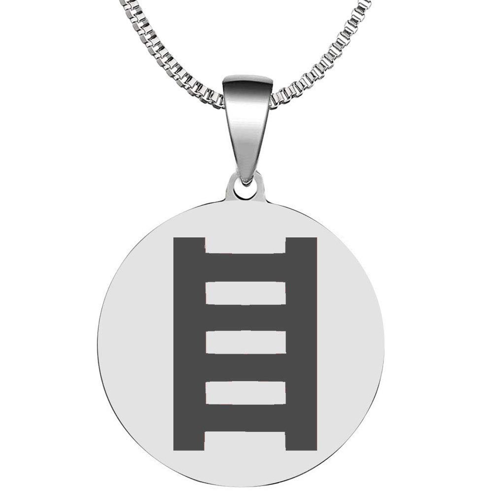 Adinkra Symbols Silver Plated Owuo Atwedee Ladder of Death Stainless Steel Pendant Necklace