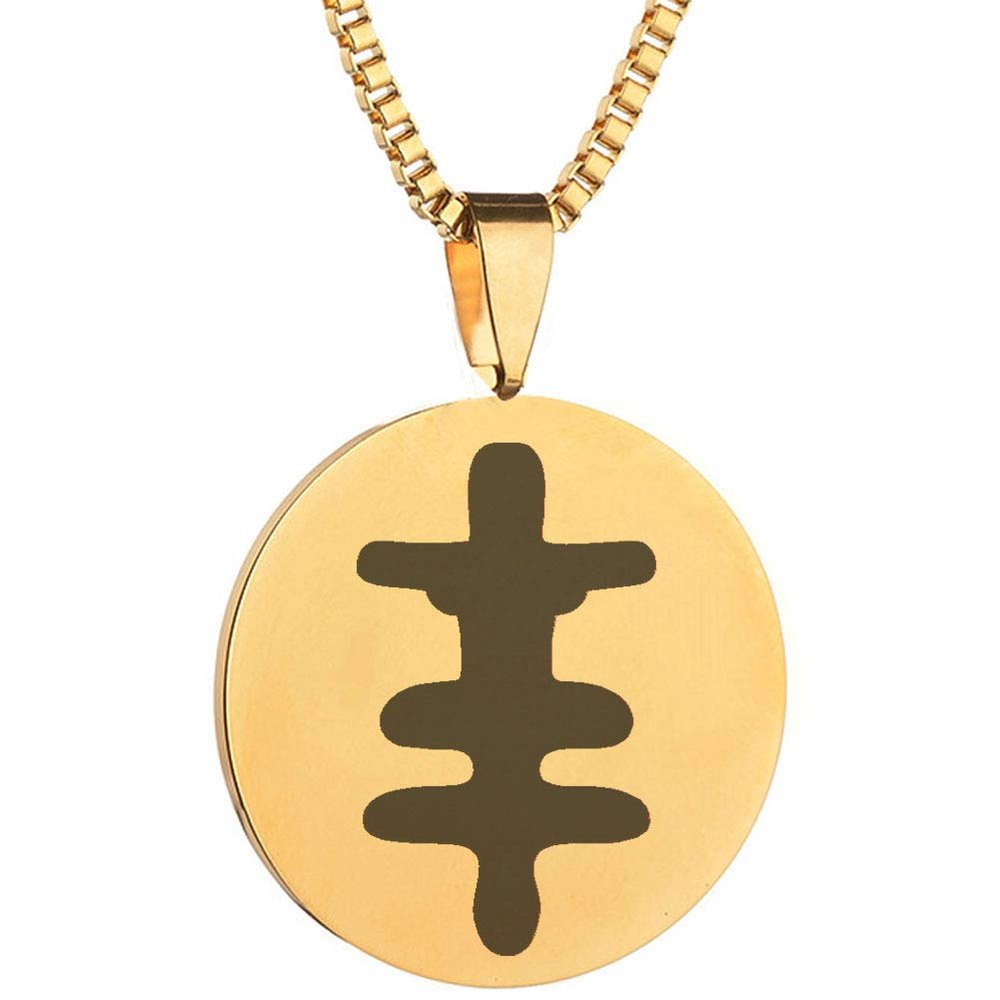 Adinkra Symbols Gold Plated Okodee Mmowere Strength, Bravery, Power, and Unity Stainless Steel Pendant Necklace