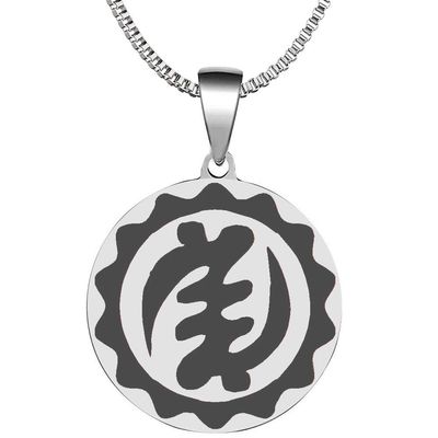 Adinkra Symbols Silver Plated Nyame Ye Ohene Symbol of Majesty and Supremacy of God Stainless Steel Pendant Necklace