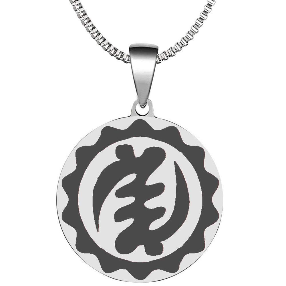 Adinkra Symbols Silver Plated Nyame Ye Ohene Symbol of Majesty and Supremacy of God Stainless Steel Pendant Necklace