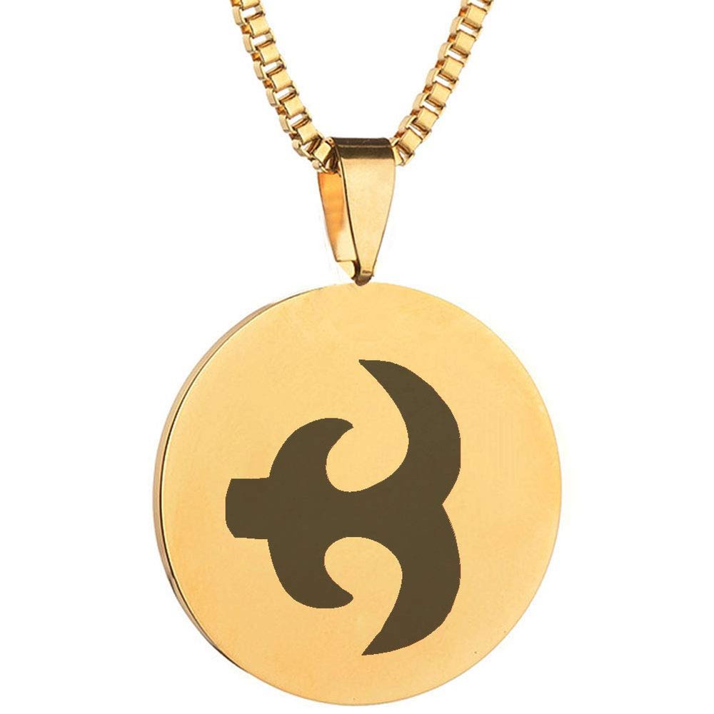 Adinkra Symbols Gold Plated Akoko Nan Discipline Stainless Steel Pendant Necklace