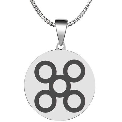 Adinkra Symbols Silver Plated Mpuannum Priestly Office and Skillfulness Stainless Steel Pendant Necklace
