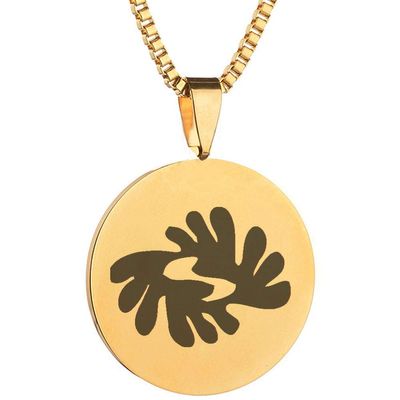 Adinkra Symbols Gold Plated Bi Nka Bi Stainless Steel Caution Against Strife and Provocation Pendant Necklace