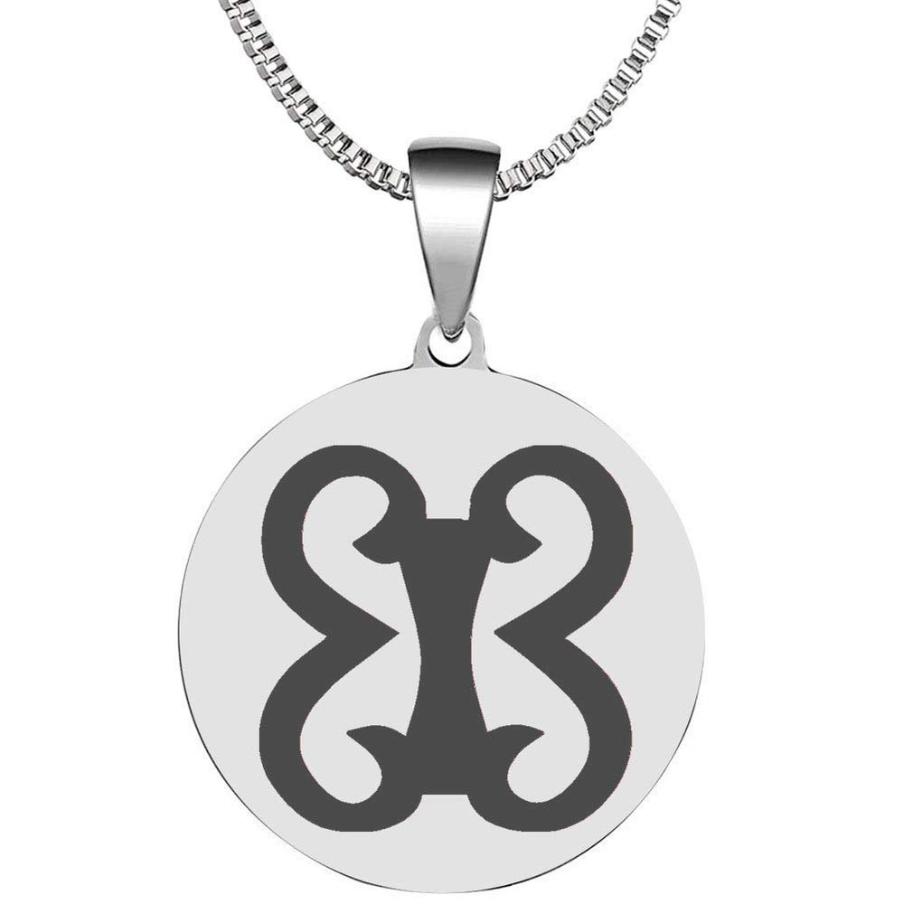 Adinkra Symbols Silver Plated Pempamsie Stainless Steel Preparedness and Strength Pendant Necklace