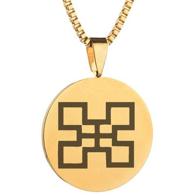 Adinkra Symbols Gold Plated Nsaa Authenticity Stainless Steel Pendant Necklace