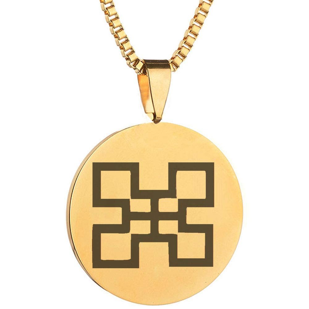 Adinkra Symbols Gold Plated Nsaa Authenticity Stainless Steel Pendant Necklace