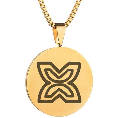 Adinkra Symbols Gold Plated Fawohodie Independence and Liberty Stainless Steel Pendant Necklace
