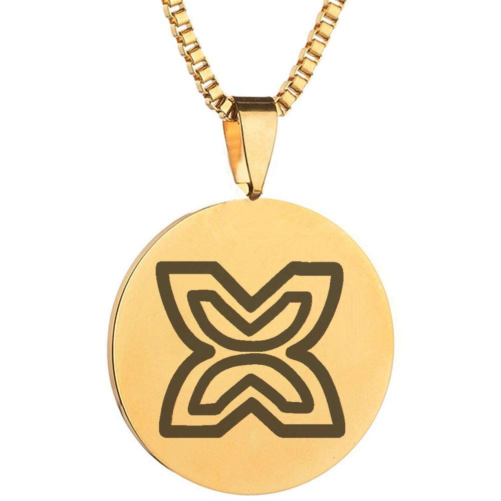 Adinkra Symbols Gold Plated Fawohodie Independence and Liberty Stainless Steel Pendant Necklace