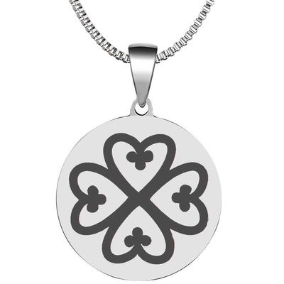 Adinkra Symbols Silver Plated Nyame Dua God Protection Stainless Steel Pendant Necklace