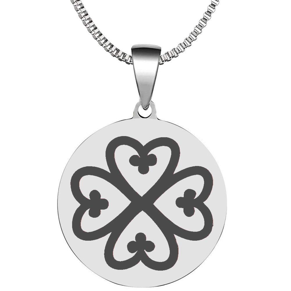 Adinkra Symbols Silver Plated Nyame Dua God Protection Stainless Steel Pendant Necklace