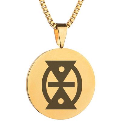 Adinkra Symbols Gold Plated Mmere Dane Stainless Steel Dynamism of Life Pendant Necklace