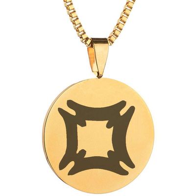Adinkra Symbols Gold Plated Fihankra Safety Stainless Steel Pendant Necklace