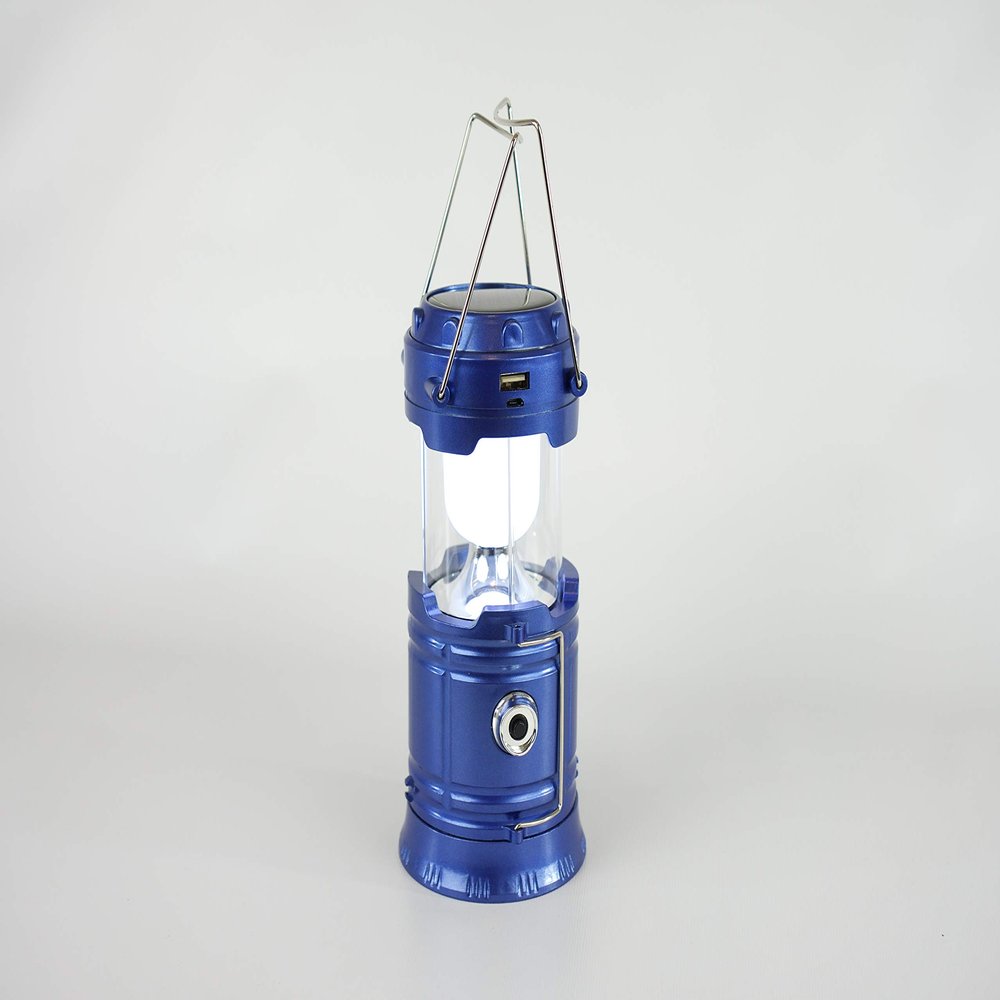 Solar Camping Lantern with Integrated Power Bank, Rechargeable