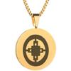 Adinkra Symbols Gold Plated Dame Dame Stainless Steel Intelligence and Ingenuity Pendant Necklace view 1