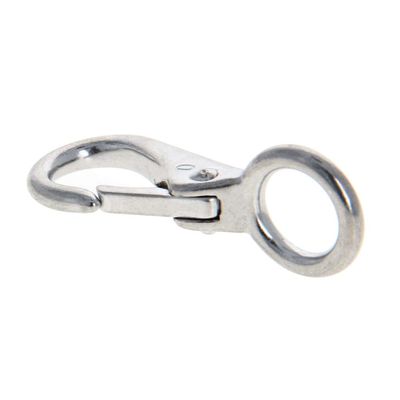 MroMax Fixed Eye Hook,304 Stainless Steel 0 Carabiner Lock Boat Clip Hook 55mm Length Silver Tone 1pcs