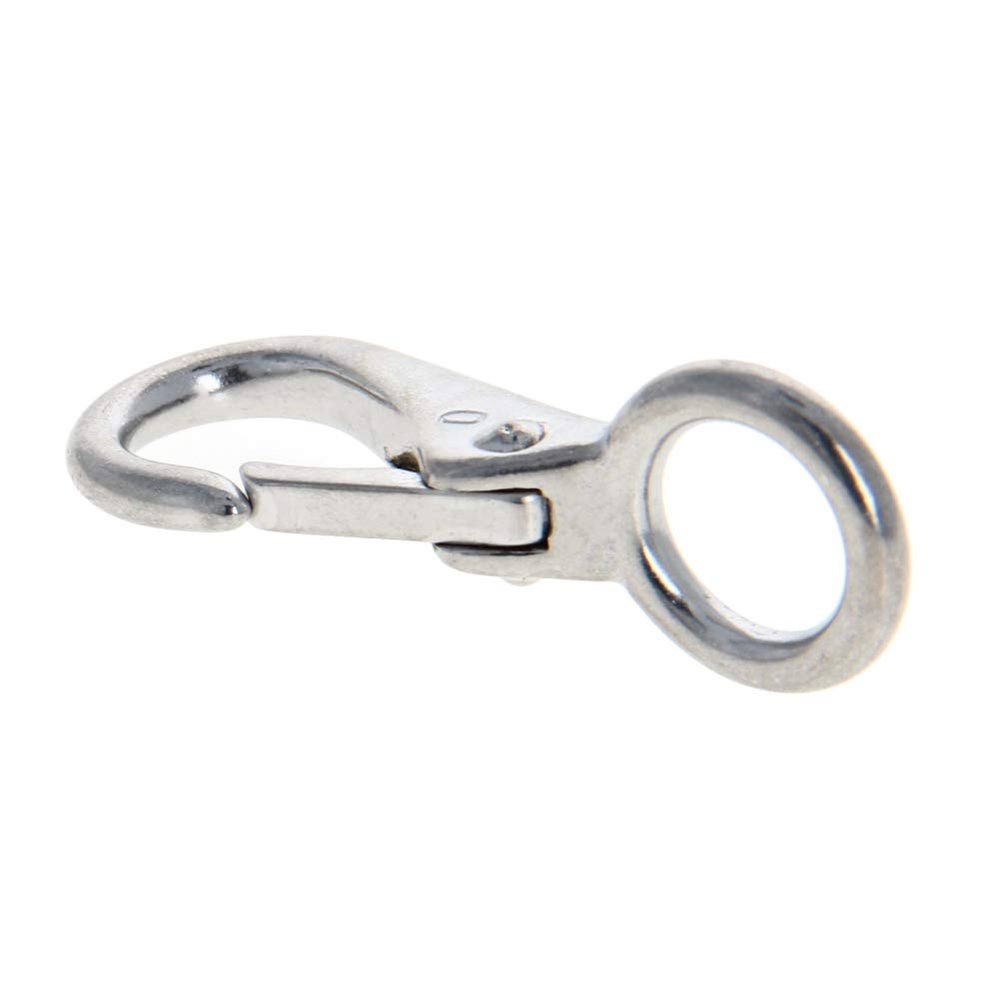 MroMax Fixed Eye Hook,304 Stainless Steel 0 Carabiner Lock Boat Clip Hook 55mm Length Silver Tone 1pcs