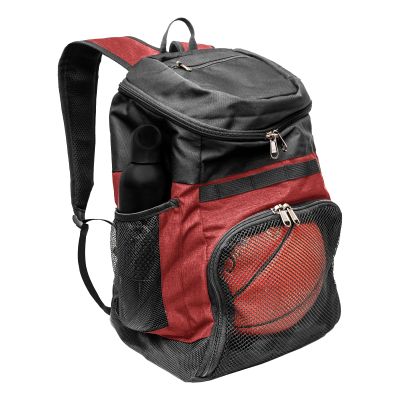 Xelfly Basketball Backpack with Ball Compartment  Sports Equipment Bag for Soccer Ball, Volleyball, Gym, Outdoor, Travel, Team  2 Bottle Pockets, Includes Laundry or Shoe Bag  25L (Red)