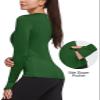 baleaf Women's Thermal Shirts Long Sleeve Workout Tops Running Compression Zipper Pocket Fleece Cold Weather Gear Winter Thumbholes Green XS view 2
