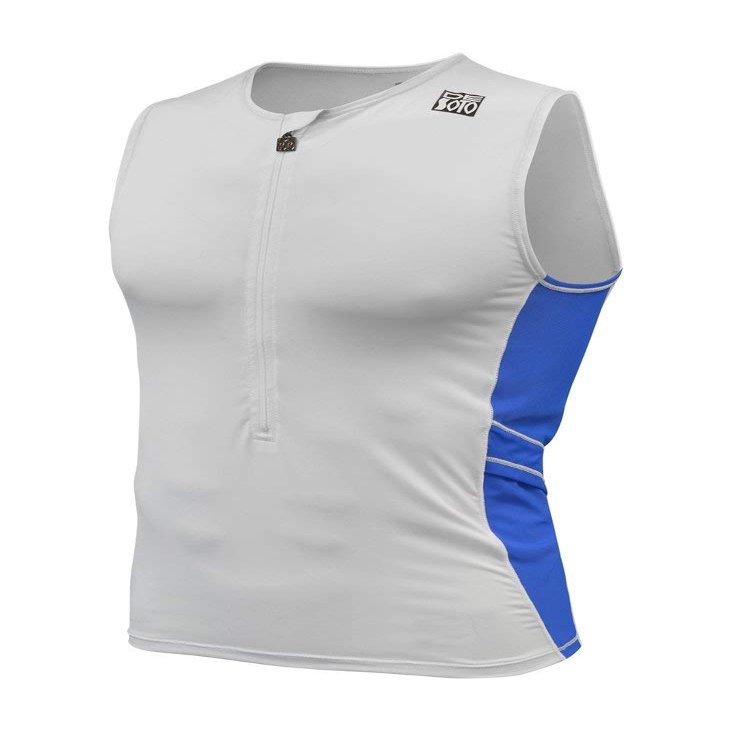 De Soto Skin Cooler Half Zip Tri Top - HSC - 2020 (White/Blue, Small)