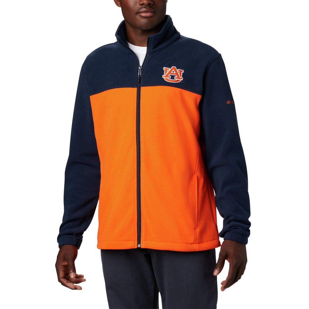 Columbia NCAA Auburn Tigers Men's Collegiate Flanker III Fleece Jacket, Small, AUB - Navy/Spark Orange