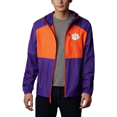 Columbia NCAA Clemson Tigers Men's Flash Forward Jacket, Small, CLE - Vivid Purple/Spark Orange