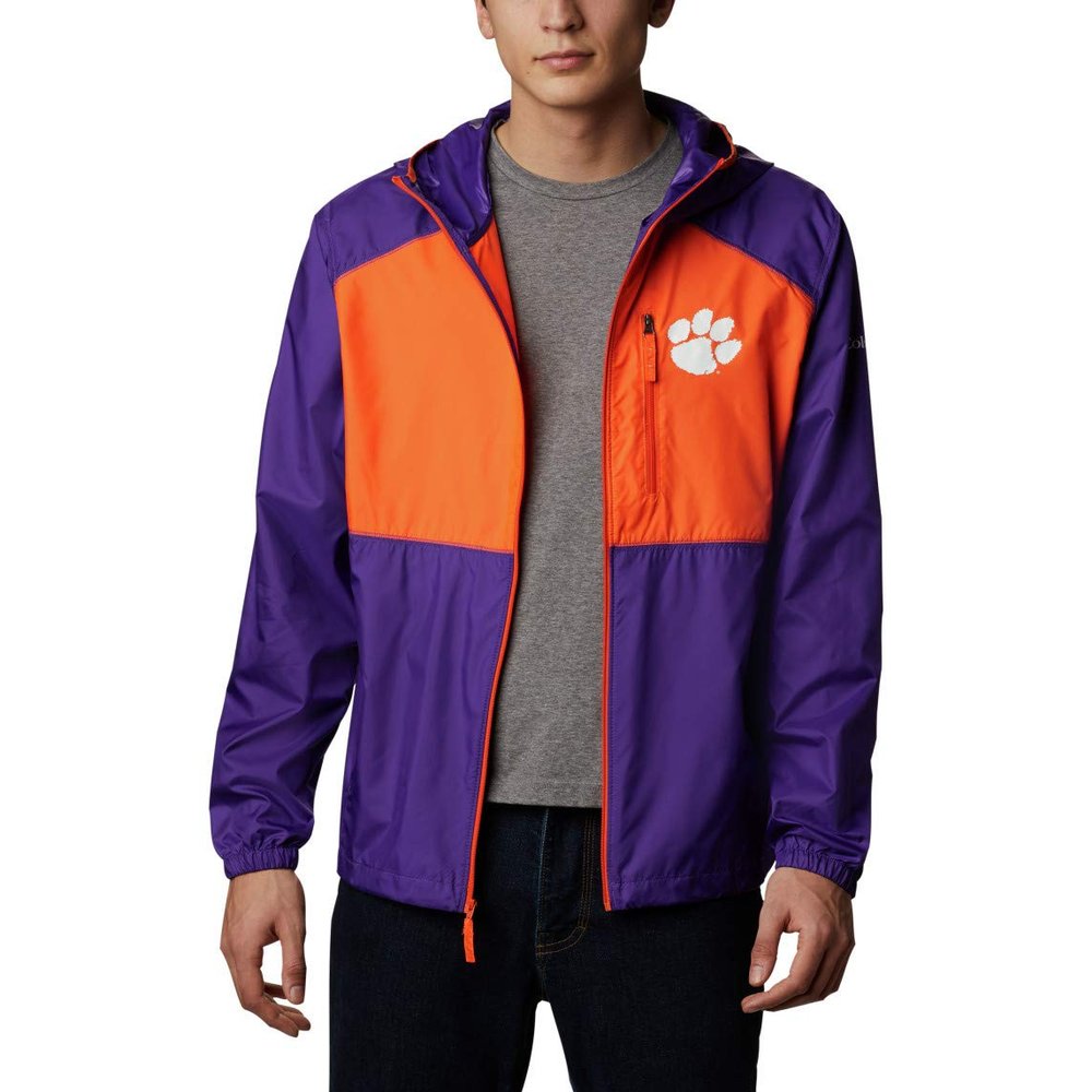 Columbia NCAA Clemson Tigers Men's Flash Forward Jacket, Small, CLE - Vivid Purple/Spark Orange
